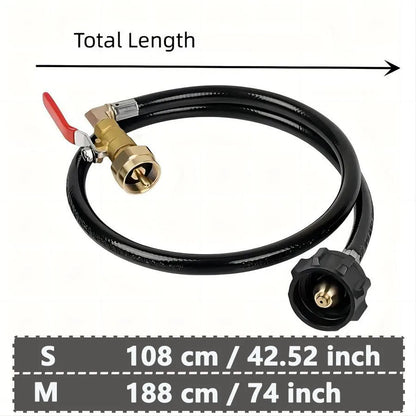 Propane Tank Refill Adapter Kit - 3ft Hose with Safety Shutoff Valve for 1 lb Bottles