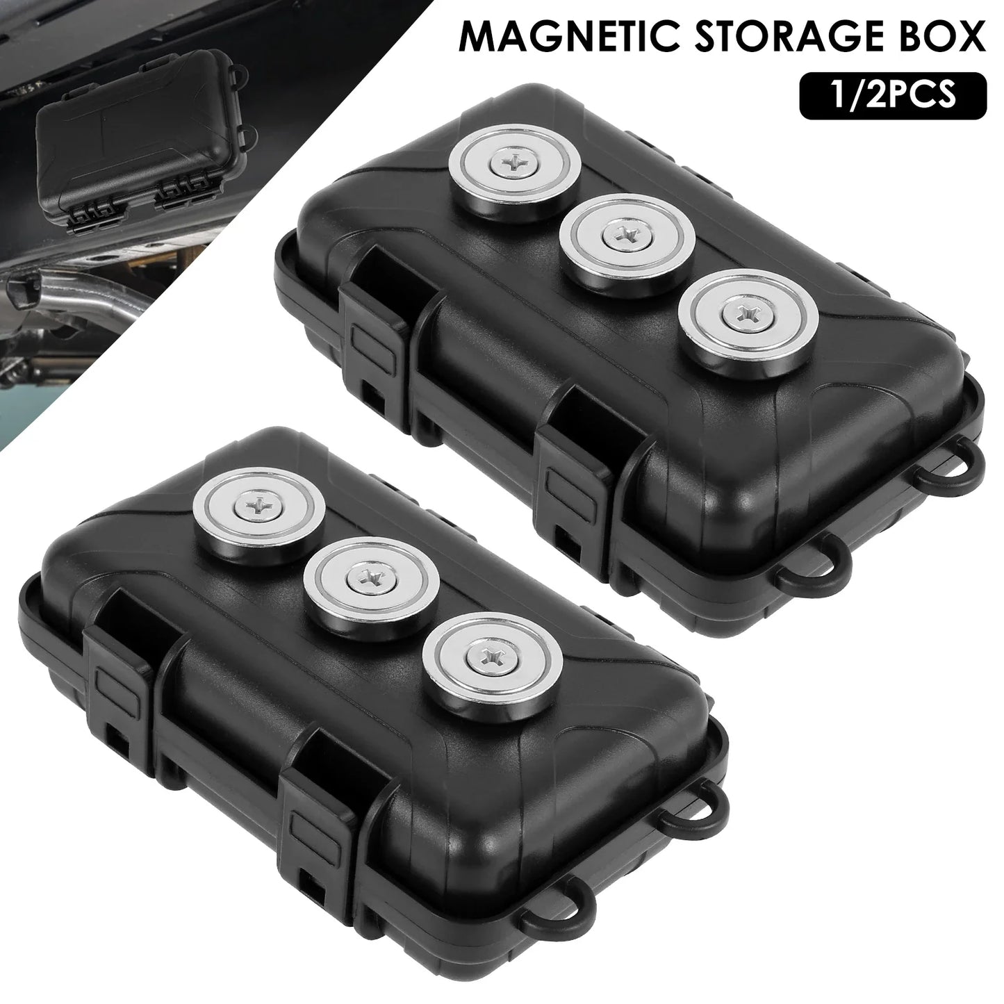 1-2Pcs Upgraded Magnetic Key Holder – Waterproof & Rustproof Under Car Key Box (Multifunctional Spare Key Hider)