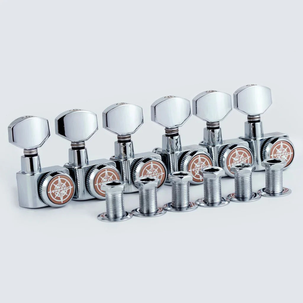 GUYKER 6R/6L Locking Guitar Machine Heads — Chrome Tuning Pegs, No-Screw Tuners