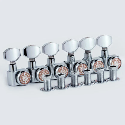GUYKER 6R/6L Locking Guitar Machine Heads — Chrome Tuning Pegs, No-Screw Tuners