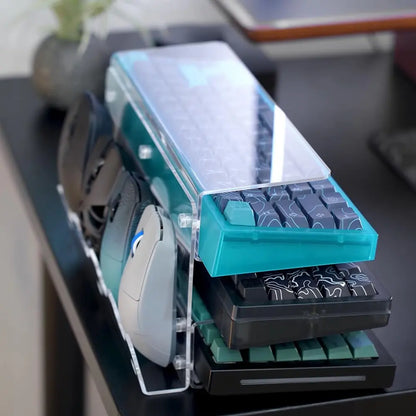 3-Tier Acrylic Keyboard & Mouse Organizer – Desktop Storage Stand for Study Room & Office