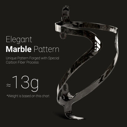 MANA 12g Marble-Pattern Carbon Fiber Bicycle Bottle Cage — Ultra-Light Full Carbon with Aluminum Alloy Screws for Road/MTB/Gravel
