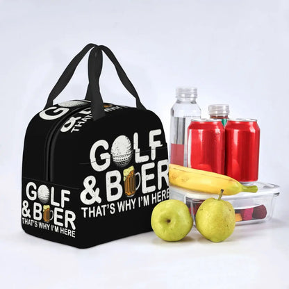 Golf & Beer Insulated Lunch Bag - Reusable Thermal Cooler for Work, School & Sports