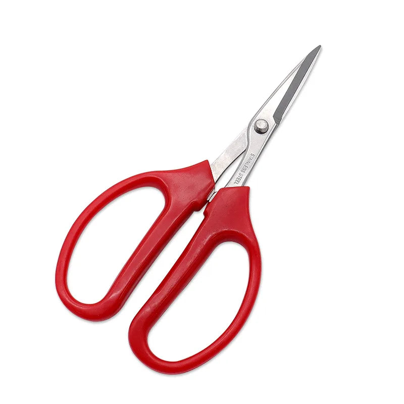 Stainless Steel Fruit Scissors - Red Handle Grape Clippers and Pruning Shears for Bonsai Gardening Tools