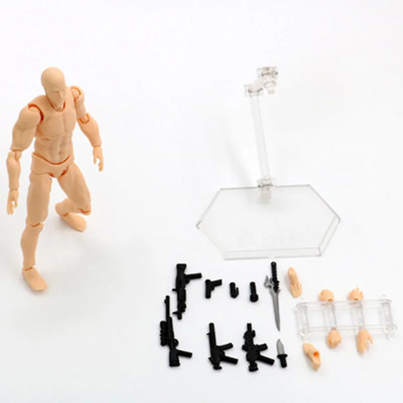 13cm Wooden Art Mannequin Figure – Male & Female Movable Body Drawing Model for Sketching, Painting & Anime Pose Reference