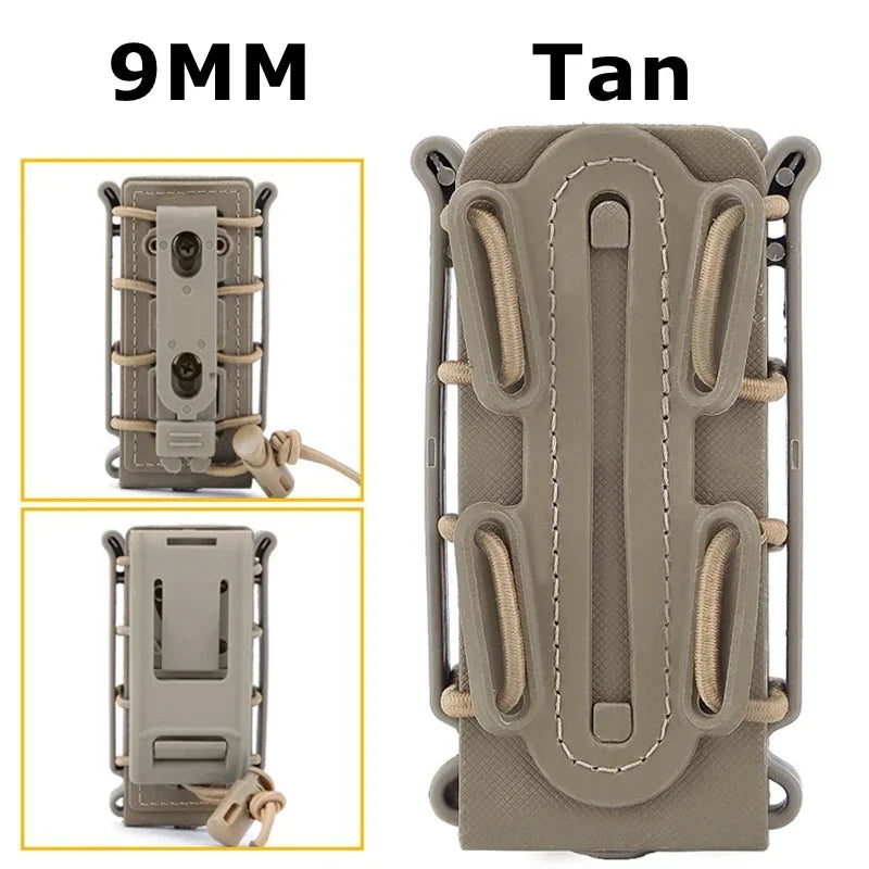 5.56mm & 7.62mm Tactical Fast Mag Pouch - MOLLE Belt Clip Soft Shell Rifle & 9mm Magazine Carrier