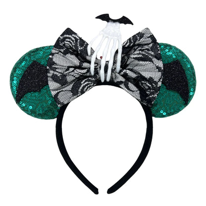 Mickey Mouse Ears Headband with Bow – Sequin Candy Cosplay Costume Party Accessory for Girls & Women, Christmas Gift