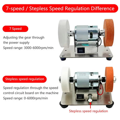 100W Double Table Grinder Machine — Electric Grinding Wheel for Coarse & Fine Polishing with Motorized Stone