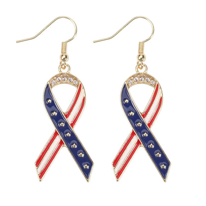 USA Flag Heart Star Cross Earrings - Patriotic Independence Day Dangle Jewelry for Women