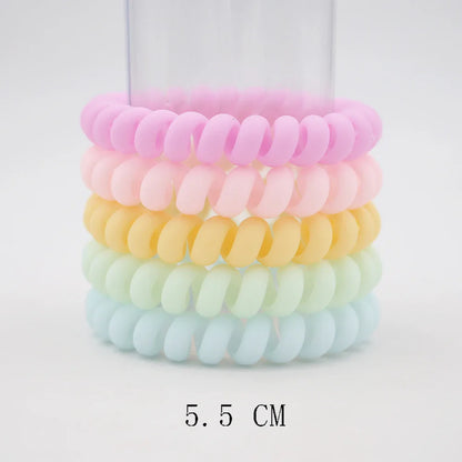 5Pcs Matte Spiral Hair Bands - Fashion Telephone Wire Elastic Hair Ties Stretchable Cord Rubber Bands for Women & Girls