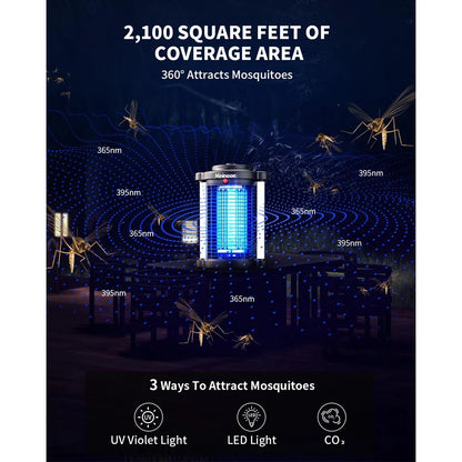 Minimoon Bug Zapper - 4200V Outdoor Electric Mosquito & Fly Trap with Dual LED Light