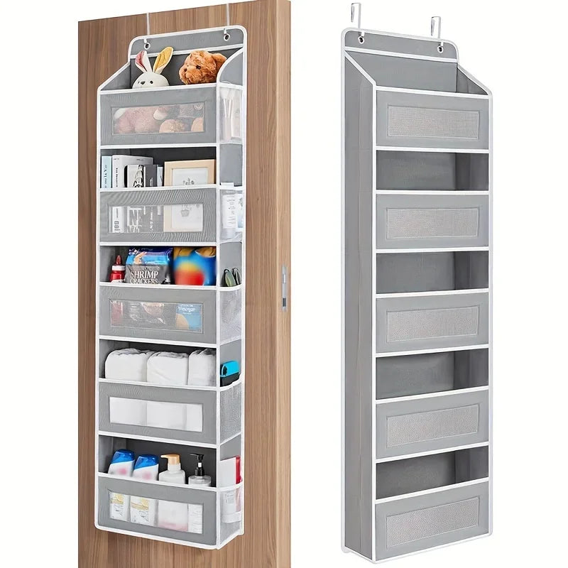5-Shelf Hanging Storage Organizer - Anti-Tilt Over Door Storage with Large Capacity Pockets for Bedroom & Bathroom