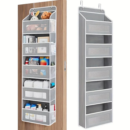 5-Shelf Hanging Storage Organizer - Anti-Tilt Over Door Storage with Large Capacity Pockets for Bedroom & Bathroom