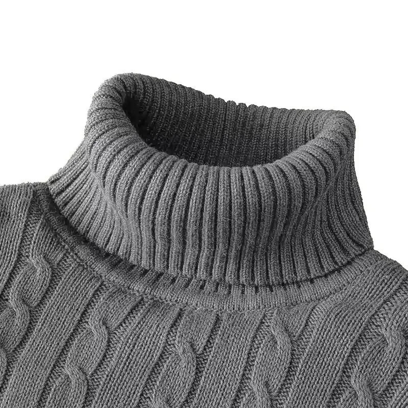 Men's Turtleneck Woolen Sweater - Casual Rollneck Knitted Warm Jumper Winter Pullover Top