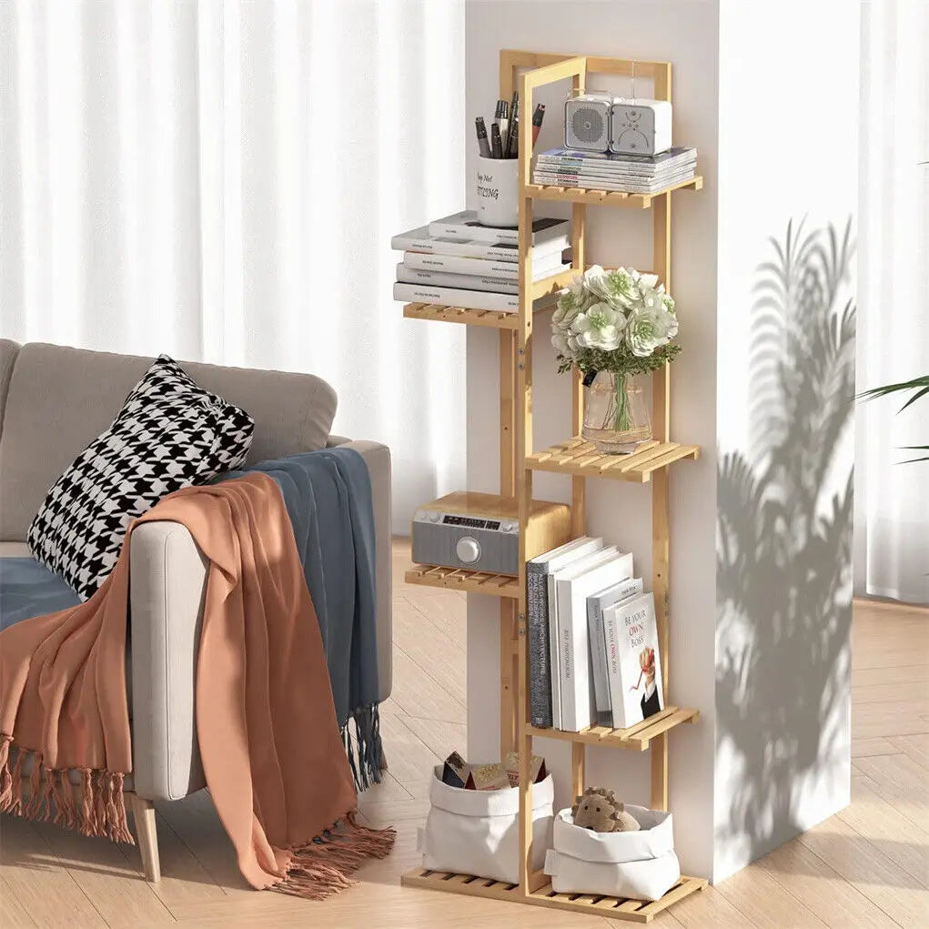 Tall Bamboo Corner Plant Stand Rack – Multi-Tier Flower Holder Shelf for Indoor & Outdoor Use