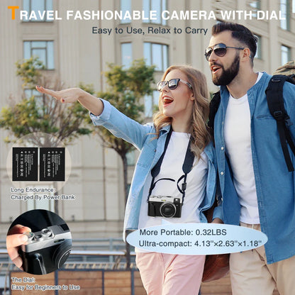 4K Digital Camera with Auto Focus – 48MP Vlogging Camera for YouTube, Anti-Shake Video, Viewfinder, Flash & 16X Zoom