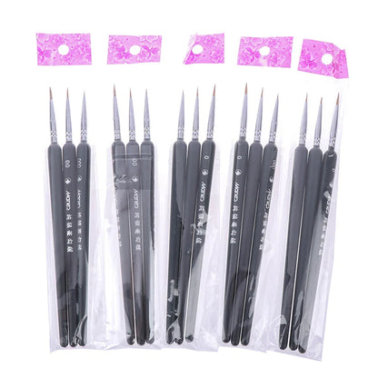 3PCS Gouache & Watercolor Mini Paint Brushes – 0/00/000 Wolf Hair Sketch & Detail Brushes for Professional Art