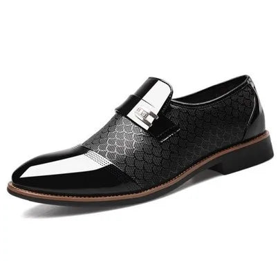 Men’s Embossed Leather Shoes - Classic Luxury Fashion Non-Slip Wear-Resistant Black Footwear