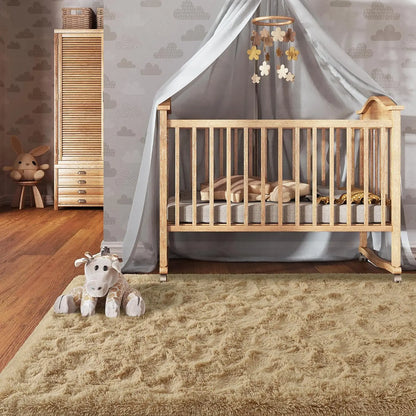 Silk Wool Plush Area Rug – Soft Fluffy Velvet Carpet for Living Room, Bedroom, Kids Room, Non-Slip Home Decor