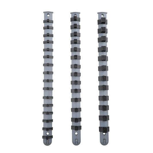 3Pcs Socket Organizer Set - 1/4 3/8 1/2 Inch Plastic Socket Tray Rail Rack Storage Holder
