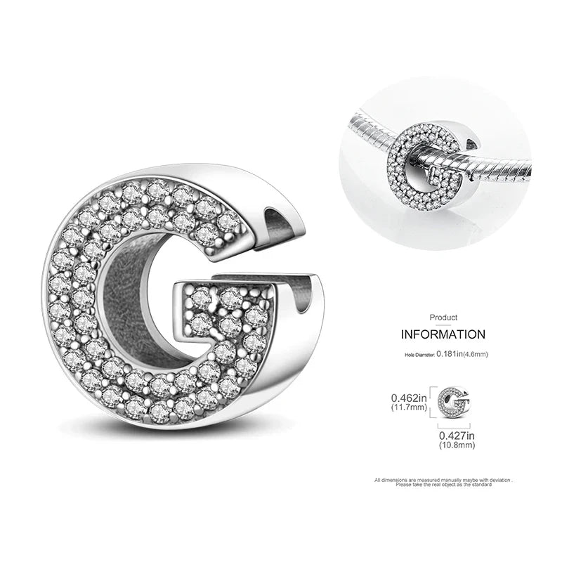 26 A-Z Alphabet Beads 925 Silver LOVE Letter Charms for 3mm Bracelets - CZ Zircon DIY Jewelry Gift