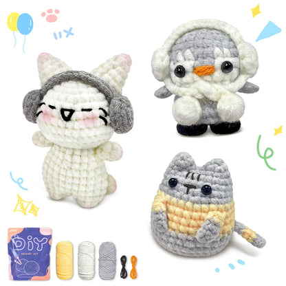 Animal Crochet Kit for Beginners - DIY Starter Set with Step-by-Step Knitting & Craft Supplies