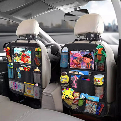 Car Backseat Organizer - Touchscreen Tablet Holder with Storage Pockets & Seat Back Protector