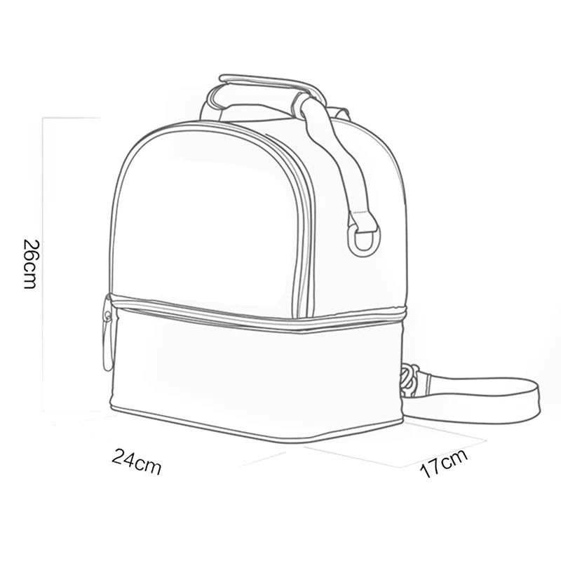 Insulated Double-Layer Mommy Bag — Large Capacity Travel & Picnic Baby Food Handbag