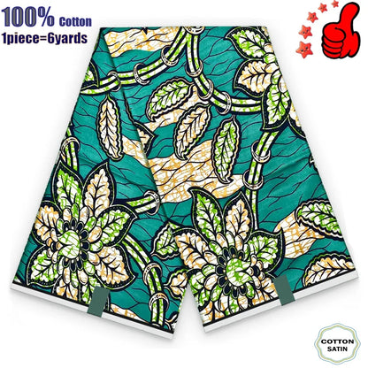 African Real Wax Fabric - High Quality 100% Cotton Ankara Pagne for Women’s Dresses