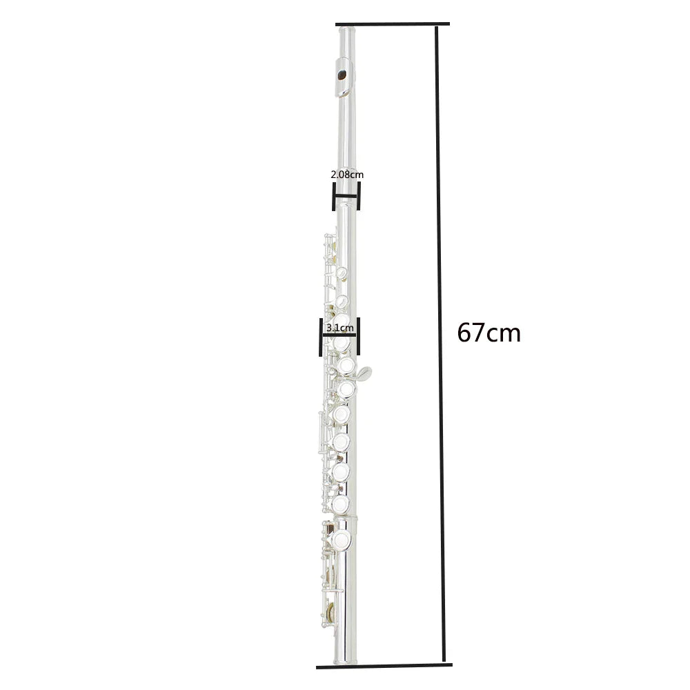 SLADE 16 Closed/Opened Hole C Key Professional Transverse Flute – Concert Musical Instrument with Box, Cleaning Cloth, Stick & Gloves