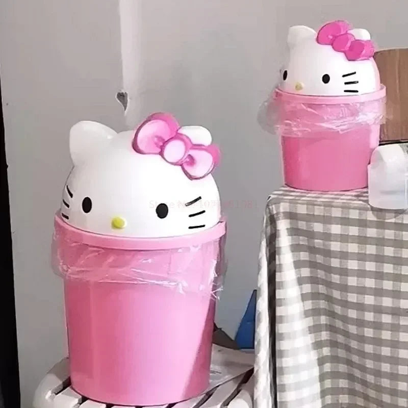 Sanrio Hello Kitty Kawaii Trash Can – Cute Dustbin for Bedroom & Living Room Garbage Disposal