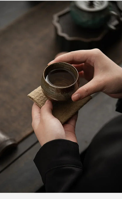 Japanese Handmade Stoneware Tea Cup – Small Kung Fu Single Teacup Vintage Style