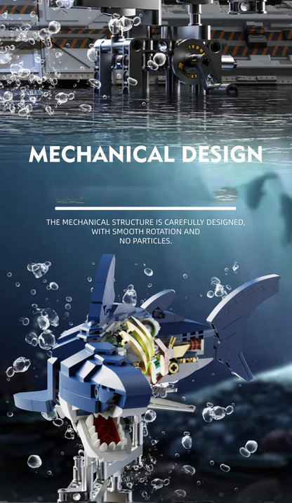 Mechanical Sea Animal Building Blocks Toy – Whale Shark, Octopus, Piranha & Manta Ray with Motor and Lights for Kids