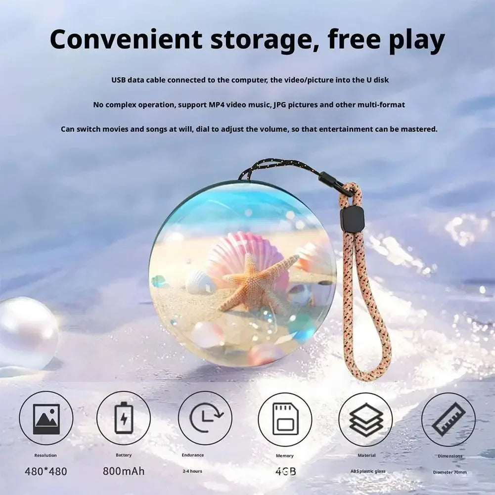 3D Video Crystal Ball Lamp - DIY Memory Glass Sphere with 2.7" Screen & 4GB Video Player, Gift Idea