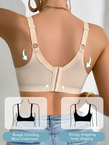 Women's Lace Underwire Bra - Push-Up Minimizing Full Coverage Lingerie for A-D Cups