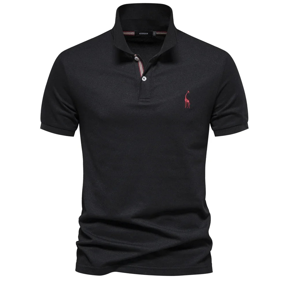 AIOPESON Men's Cotton Polo Shirt - Short Sleeve Solid Color Summer Casual Polo Top