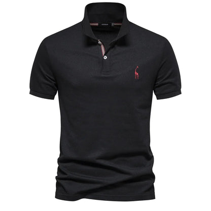 AIOPESON Men's Cotton Polo Shirt - Short Sleeve Solid Color Summer Casual Polo Top