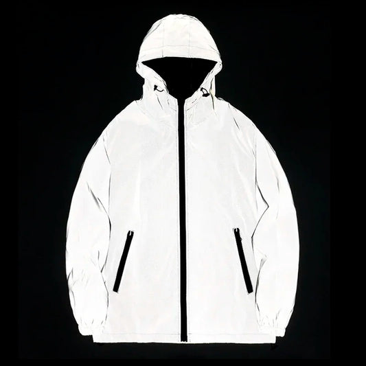 New Men’s Reflective Jacket - Solid Color Polyester Night Reflective Student and Dance Trend Jacket