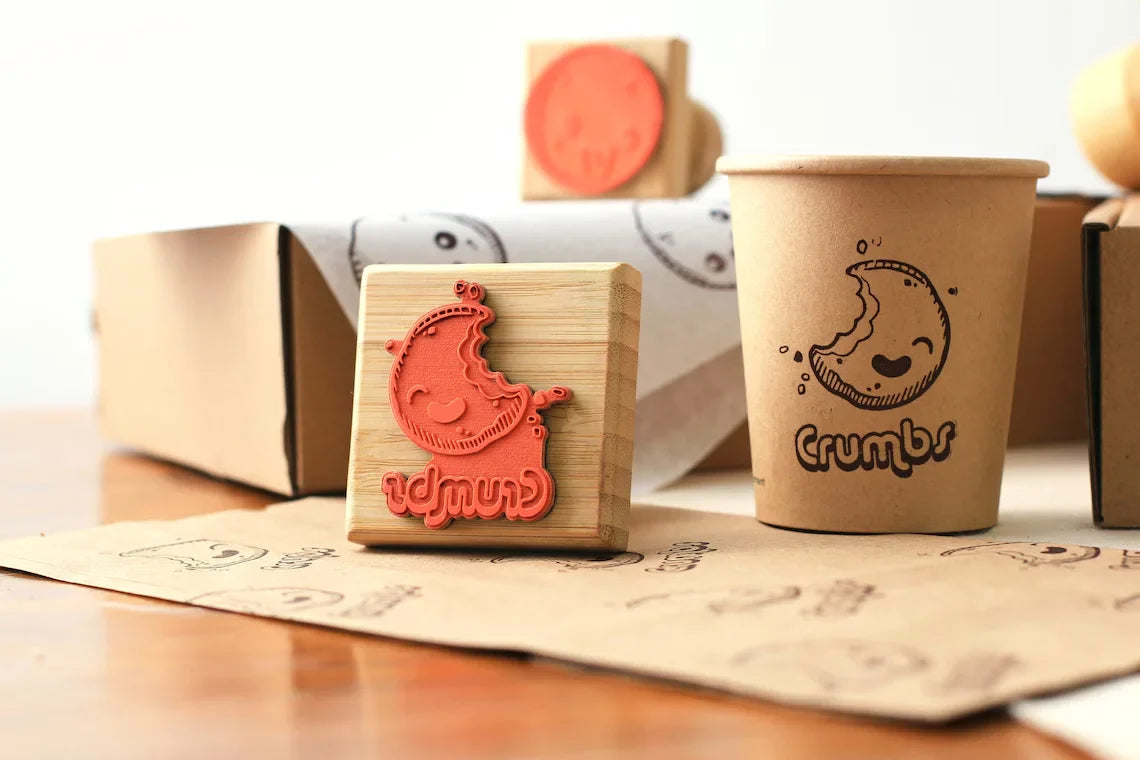 Custom Wooden Logo Stamp – Personalized Self-Inking Rubber Stamp for Wedding, Party, Packaging, Company Name & Address