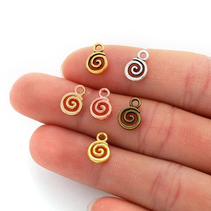 40pcs Swirl Alloy Charms - 6-Color Metal Pendants for DIY Handmade Jewelry Making & Accessories