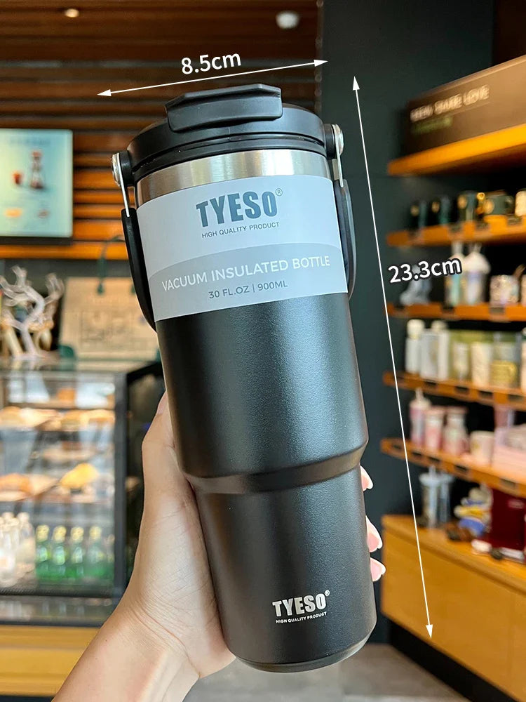 Tyeso Double-Layer Insulated Coffee Cup – Large Capacity Portable Stainless Steel Ice Cream Cup