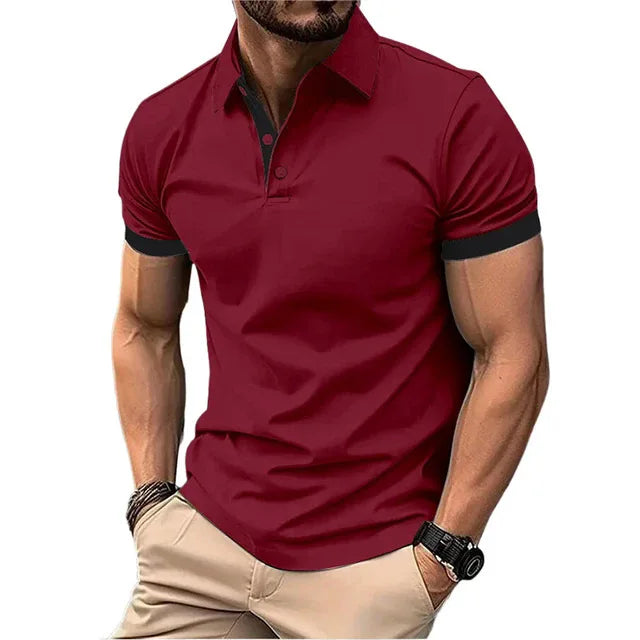 Men's Color Block Polo Shirt - Casual Slim Fit England Style Short Sleeve Streetwear Polo