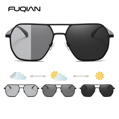 Luxury Metal Photochromic Sunglasses – Fashion Polarized UV400 Chameleon Anti-Glare Driving Glasses for Men & Women