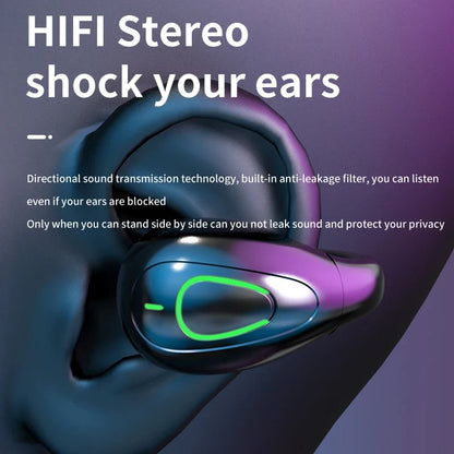 S20 Wireless Ear Clip Headset - Bluetooth 5.3 Single-Ear OWS Sports Earphones for Running & Fitness