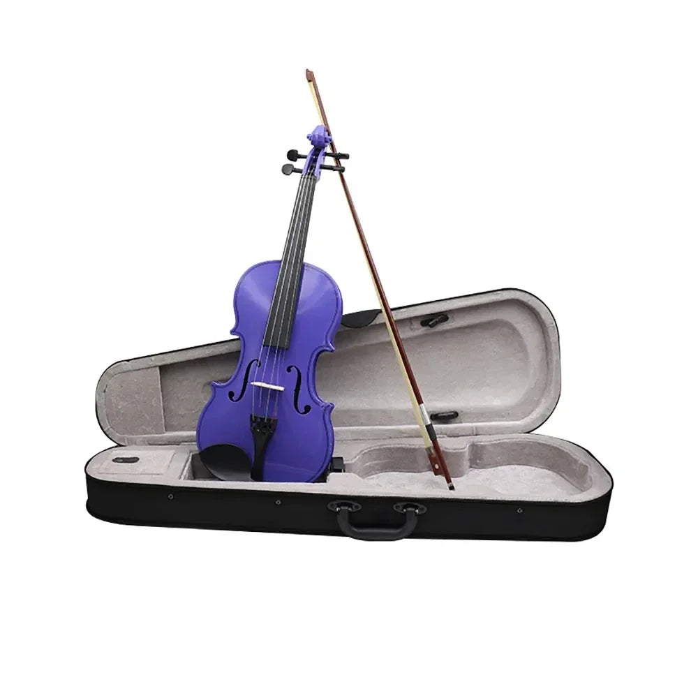 4/4 Full Size Violin - Solid Wood Black Acoustic Violin Set with Case, Bow, Rosin, Tuner, Strings & Shoulder Rest for Beginners