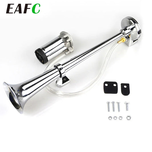 Universal 17-Inch Single Trumpet Air Horn Kit – 12V Compressor, 150dB Super Loud Car/Truck/Boat/Motorcycle Horn with Air Hose