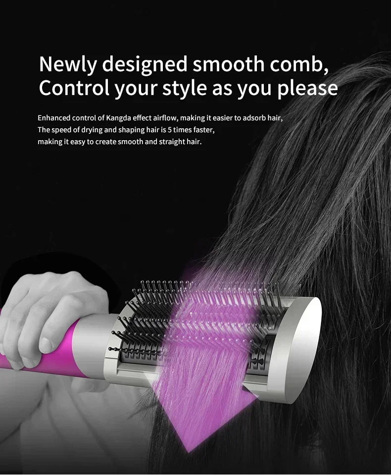 6-in-1 Multi-Function Hair Dryer & Hot Air Comb – Curling Iron & Straightener Styling Kit for Salon-Quality Results at Home