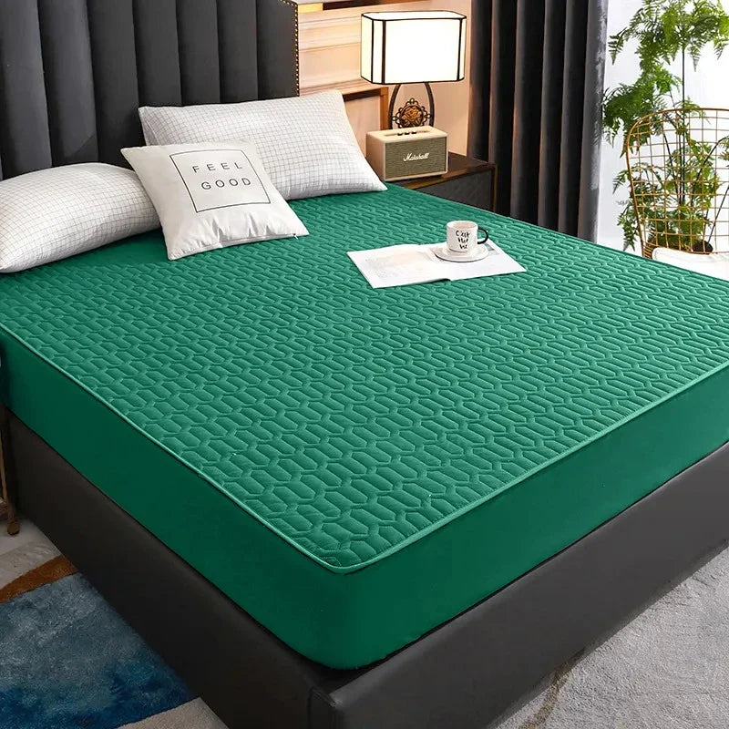 Waterproof Mattress Protector - Soft Breathable Fitted Bed Cover with Washable Printed Bedding Protection