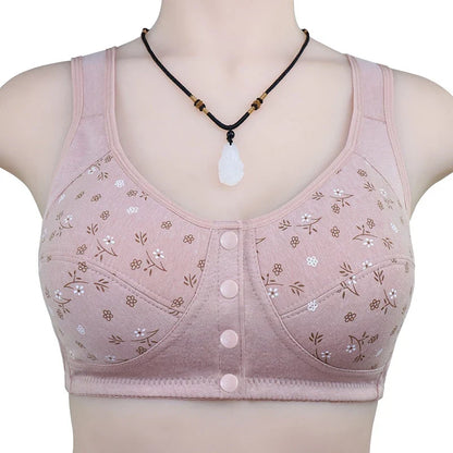 Women’s Cotton Wireless Bra - Soft Front-Closure Comfort Bra for Full Bust Support