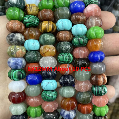 Natural Gemstone Beads - Agate Quartz Turquoise Faceted Rondelle Spacer Beads for DIY Jewelry Making & Bracelets